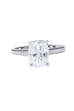 Load image into Gallery viewer, 3 Carat Moissanite Platinum-Plated Side Stone Ring